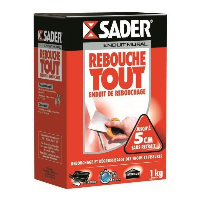 Enduit rebouche tout sader prêt à gacher